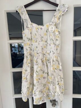 Hollister White Floral Sundress with Shorts and Yellow & Lavender Flowers